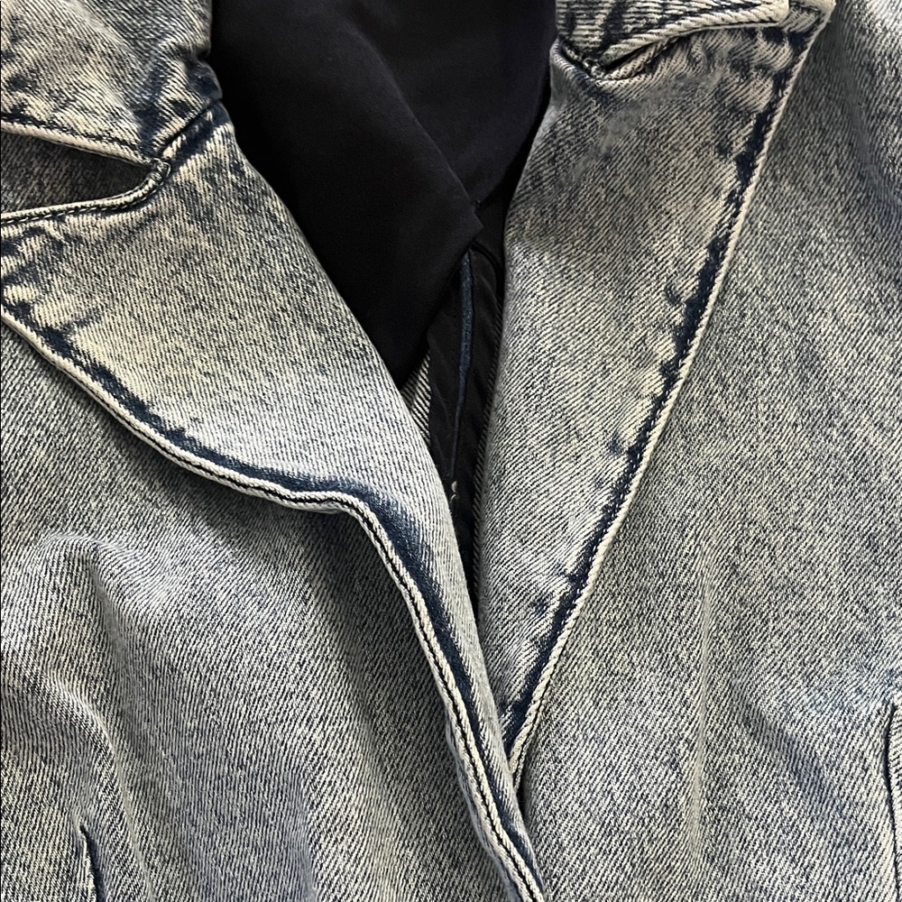Good American Light Blue Cotton Denim Uniform Style Blazer Jacket Small - Picture 7 of 14